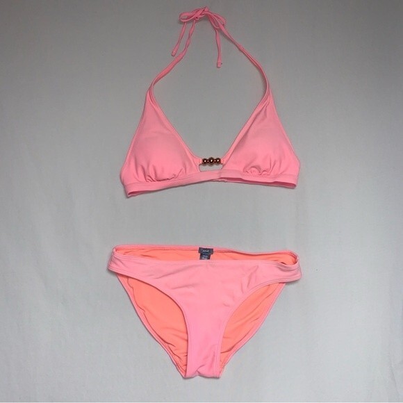 Aerie Neon Pink Super Scoop String Bikini Women’s Small Beach Pool Swim Set - Picture 1 of 9